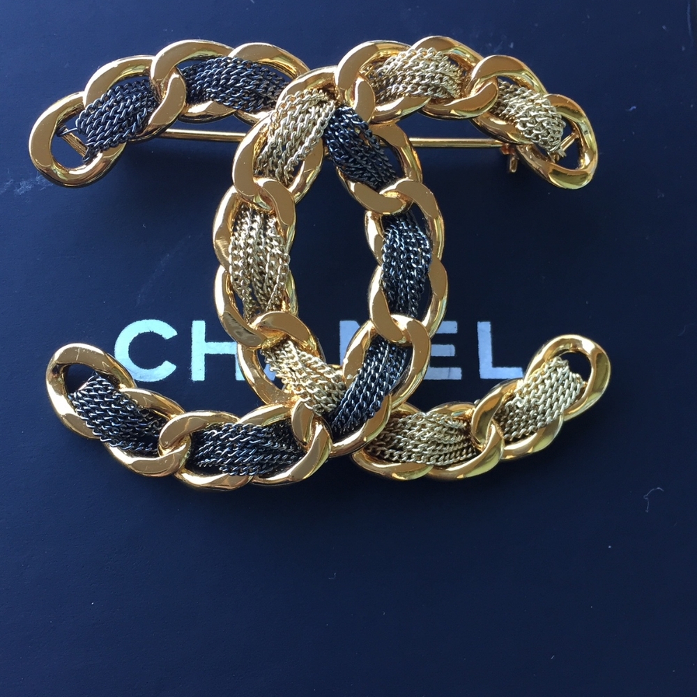 Authentic Chanel Leather Brooch